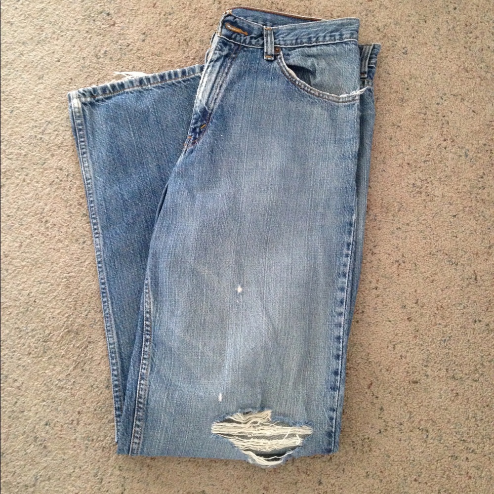 LEVI STRAUSS Distressed Denim Blue Jeans Size 34 x 34 - Picture 2 of 11